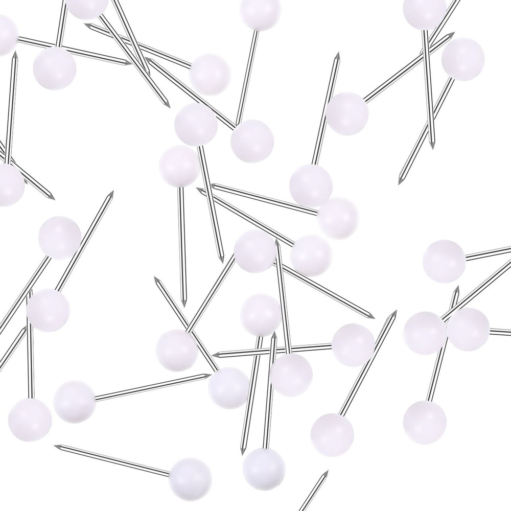 WILLBOND 500 Pack Map Push Pins Tacks Small Round Head 1/8 inch, White