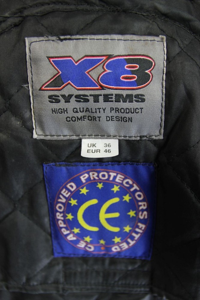 X8 SYSTEMS CLASSIC BLACK LEATHER BIKER JACKET 36 INCH