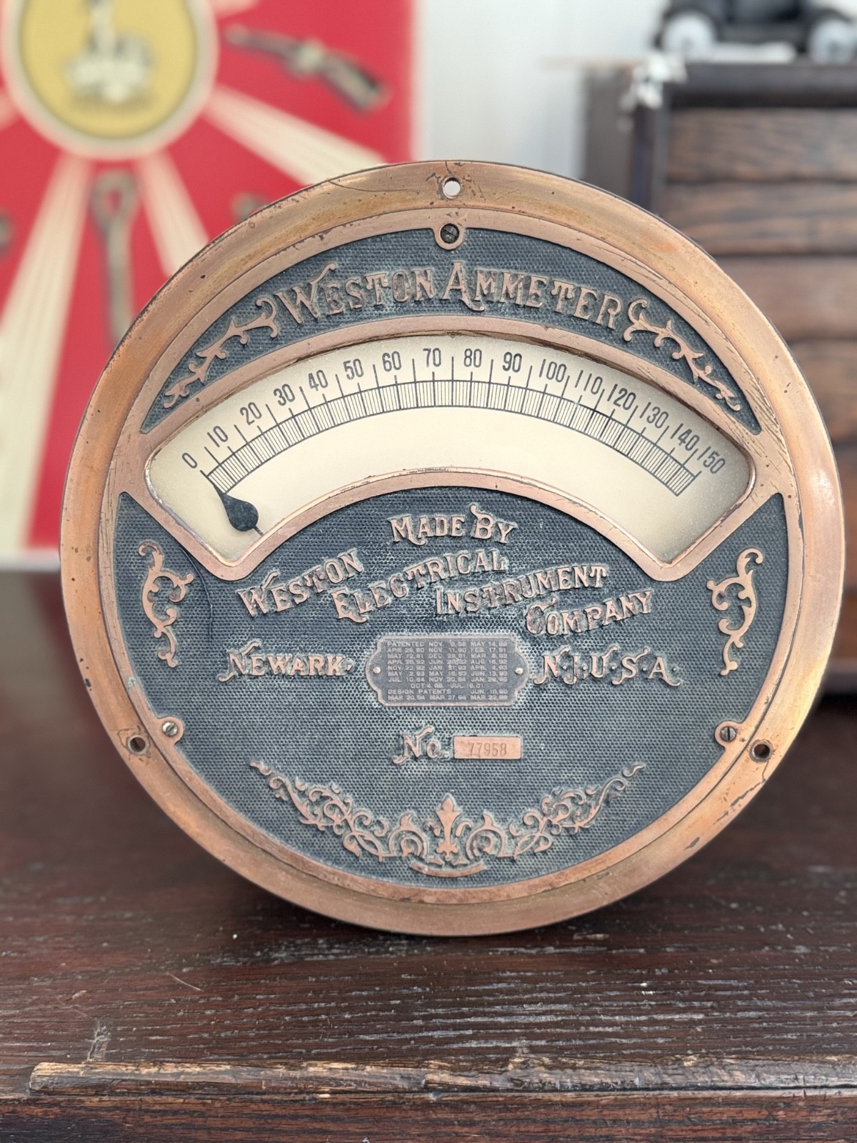 1890 WESTON Switchboard Factory AMMETER Amperage Amp Meter Panel Mount 10"