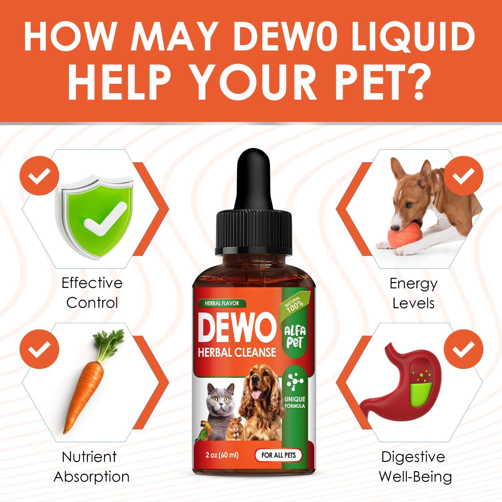 Pet Natural Dewormer Liquid | For Dogs & Cats | Daily Use Worm Support