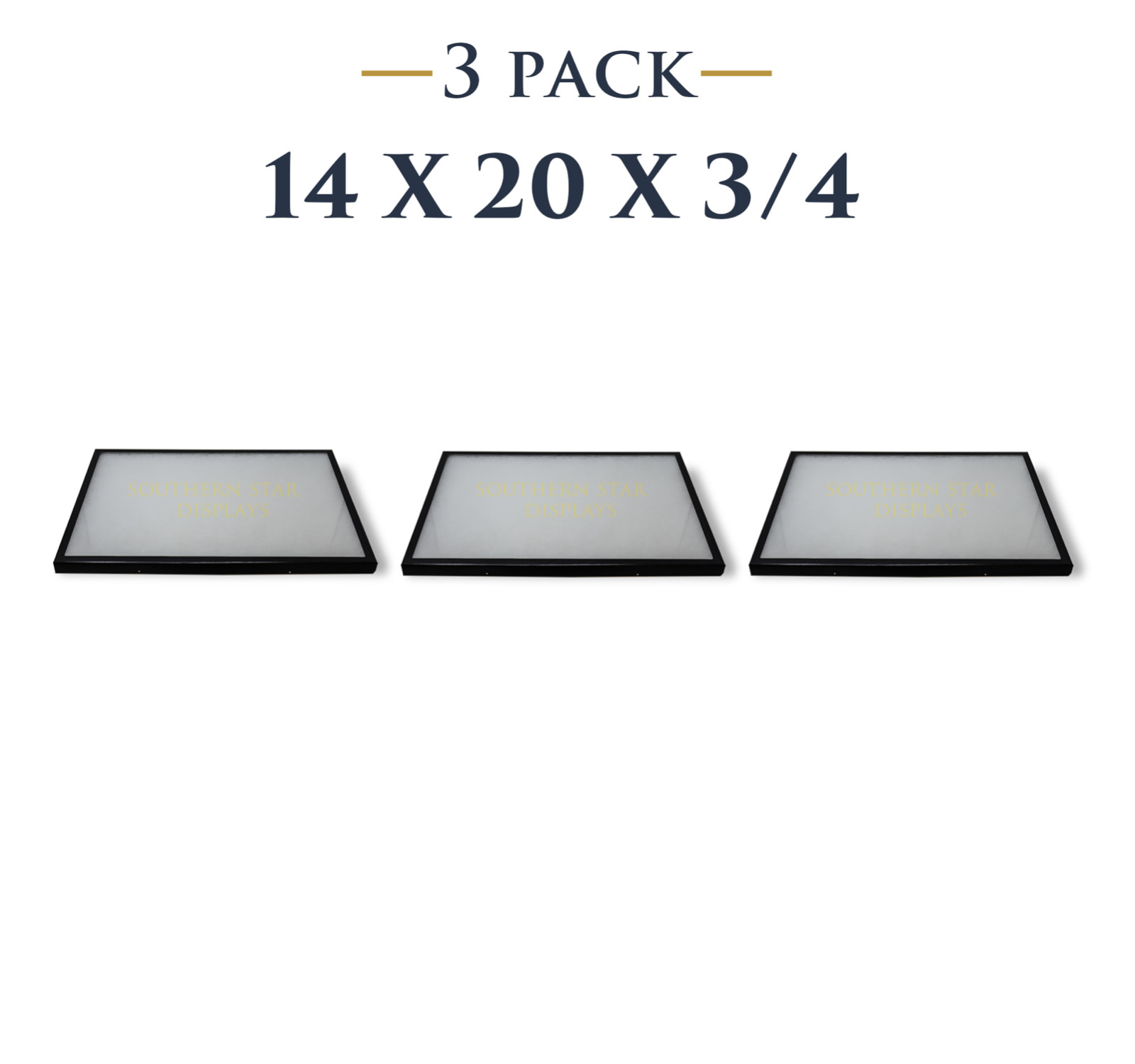 3 Pack of 14 x 20 x 3/4 Riker Display Cases Boxes for Collectibles Arrowheads