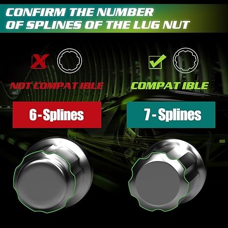 7 Spline Lug Nuts Socket Key - 20mm Hex Socket for Size: 7 SplineStyle: 1 Pcs