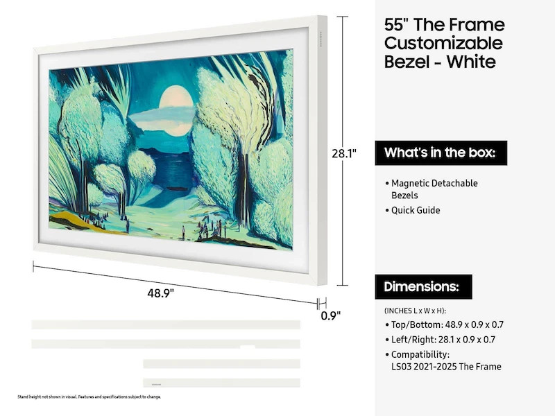 Samsung 55 inch The Frame Customizable Bezel In Modern White (2025)