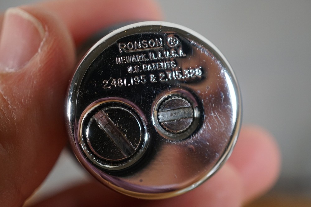 Art Deco Ronson Table Cigarette Lighter Chrome Glass Crystal