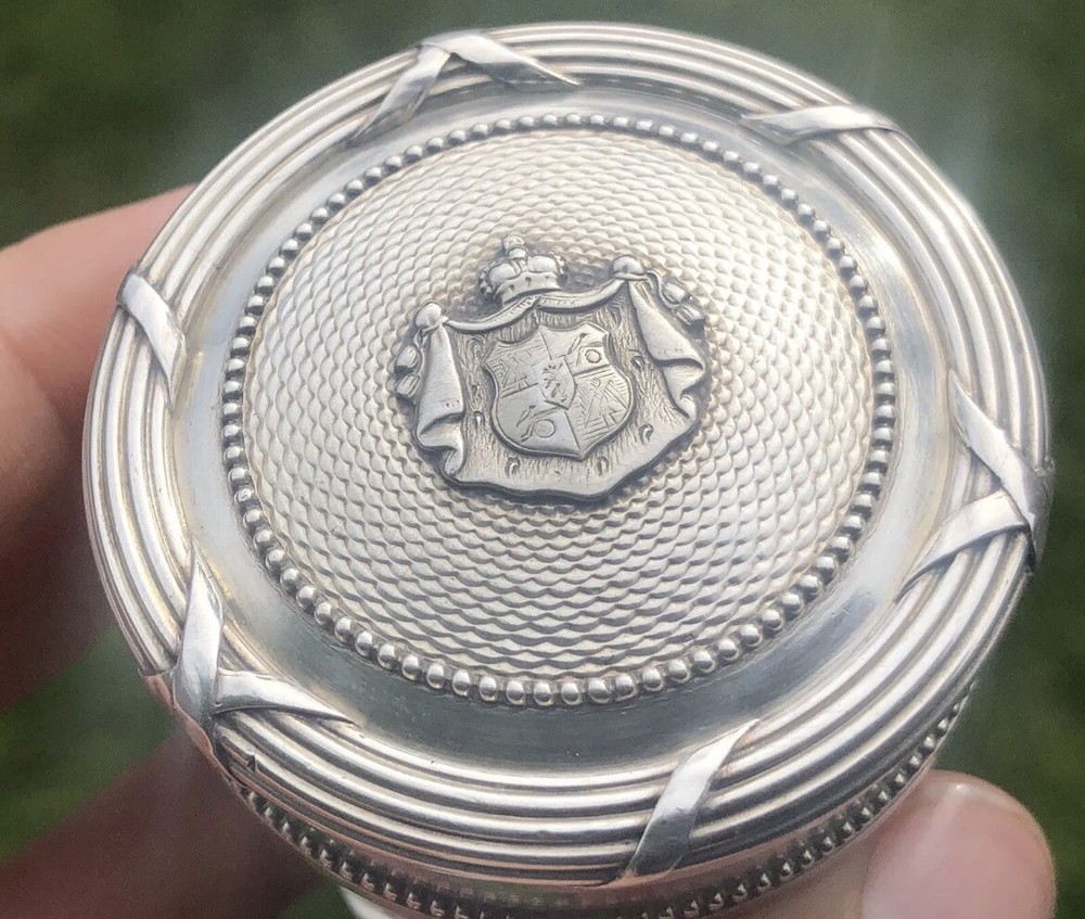Faberge Imperial Silver Gilt Circular Vanity Box