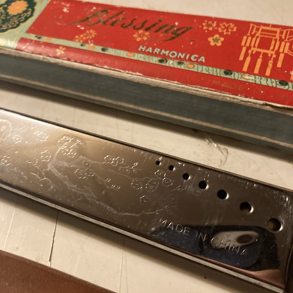Vintage Blessing Harmonica With Original Box China & Basic Harmonica W/case