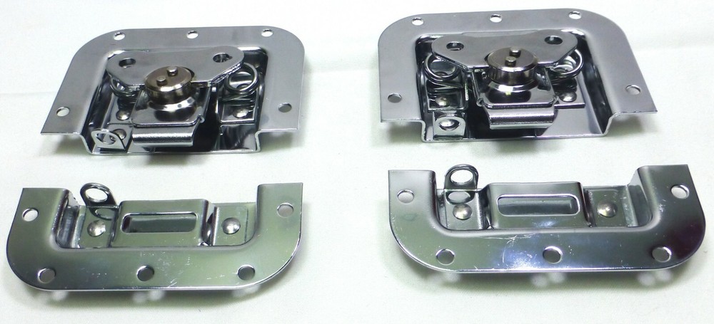 (2) Two Chrome - Plated Medium Butterfly Latches (Split Dish) For ATA Road Cases