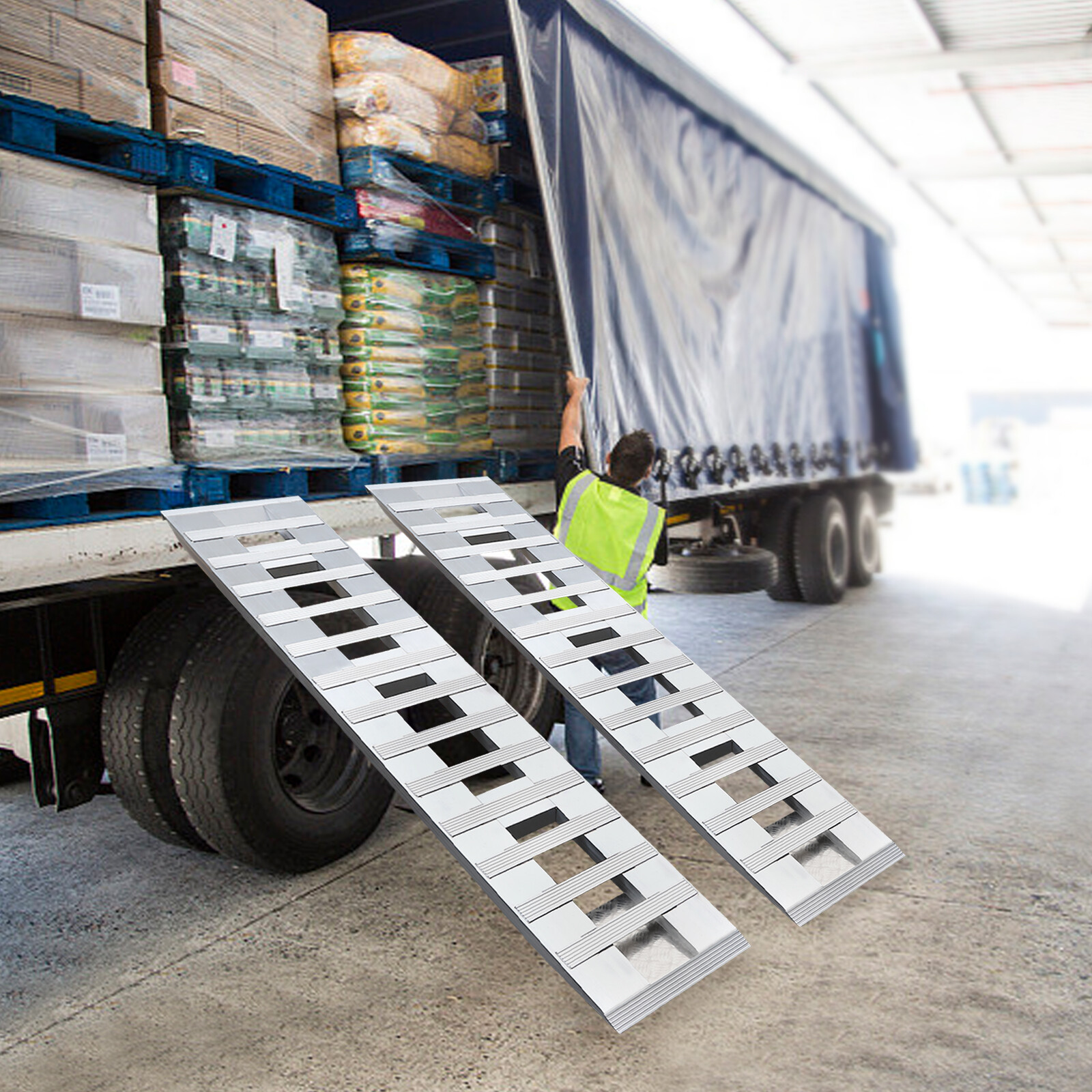 2pcs Aluminum Trailer Ramps Loading Ramps Truck Car Auto Trailer Ramps