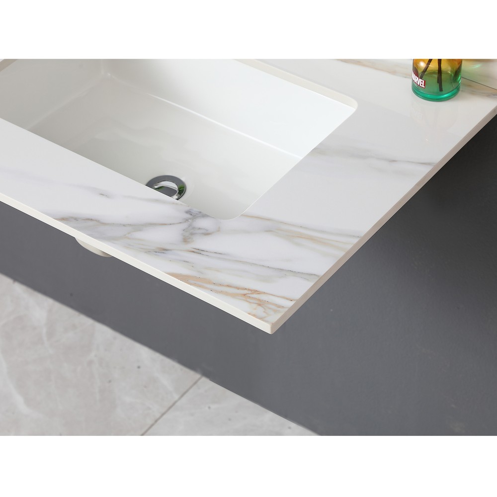 31 In Marble Vanity Top Sintered Stone Undermount Rectangular Sink + Backsplash