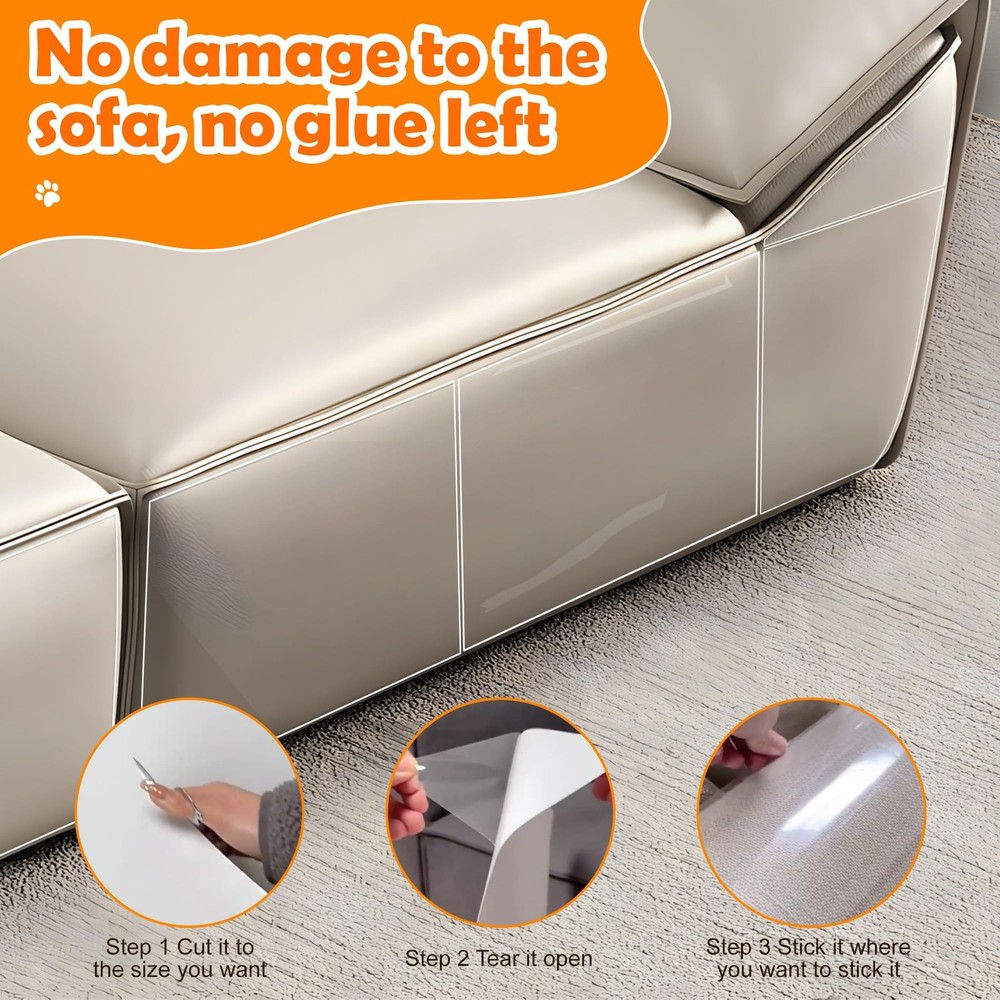 Cat Scratch Furniture Protector, 12 Pack Large, transparent