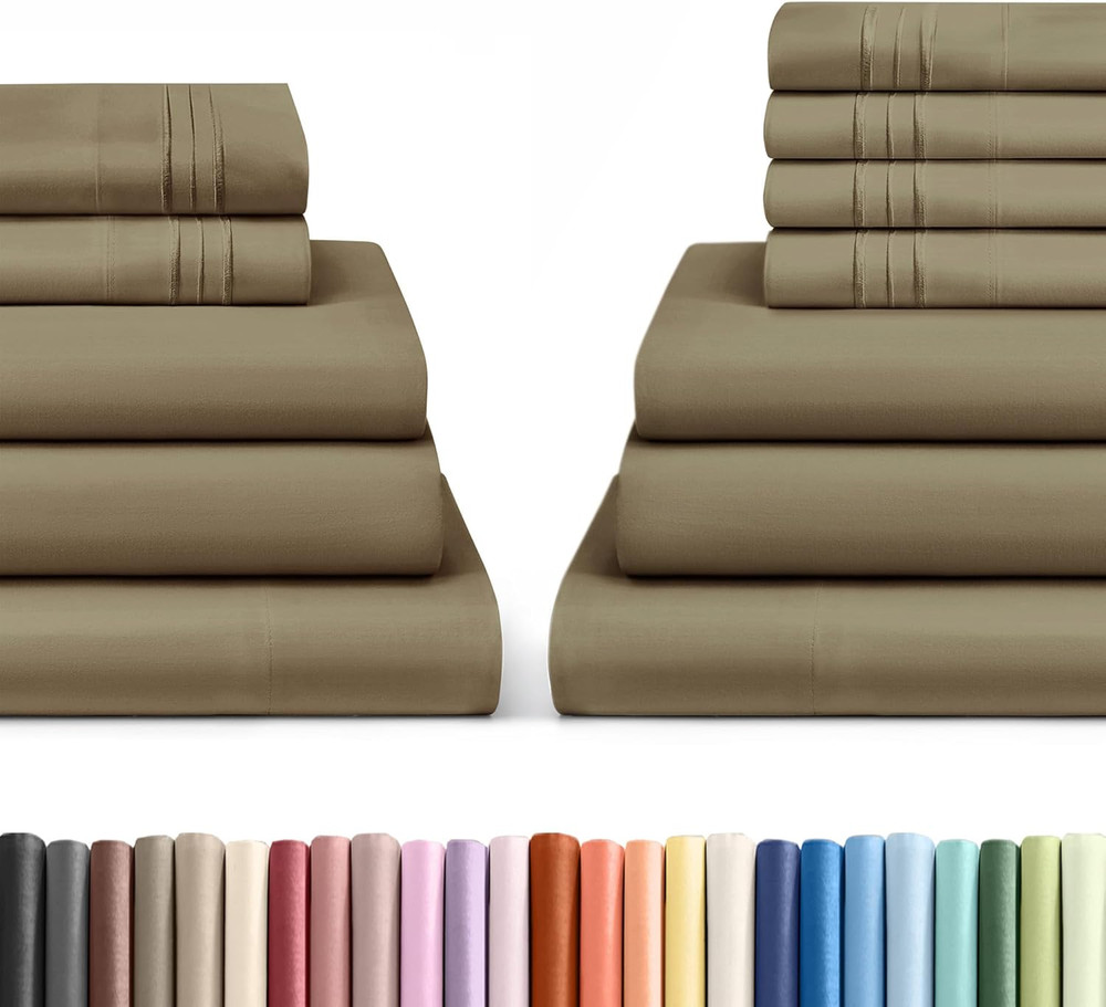 Luxurious Khaki Split King Bed Sheets Set - 4 & 6 Piece Collection