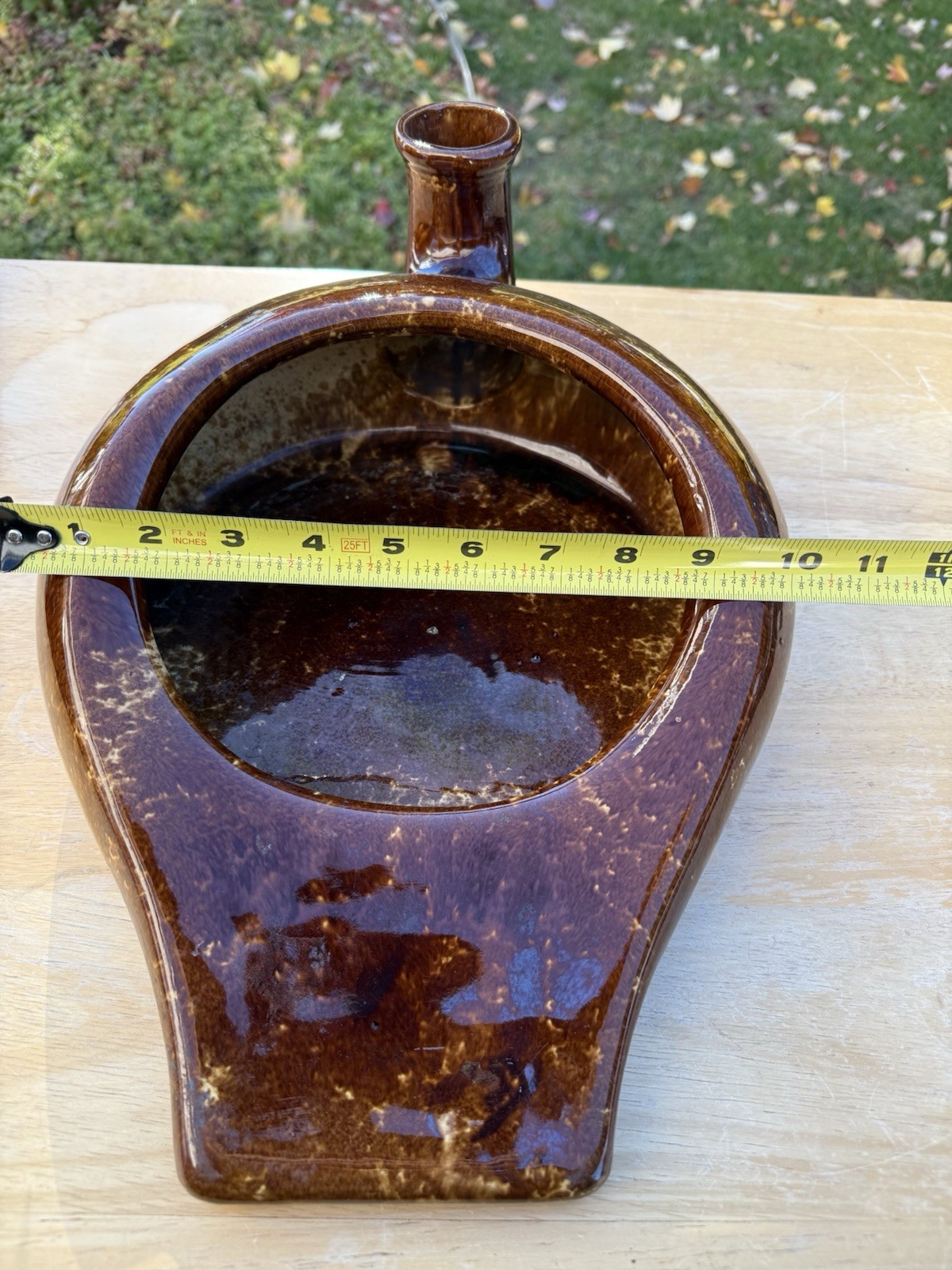 Antique 1800s Bennington Pottery Brown Splatterware Bedpan Urinal Chamber Pot