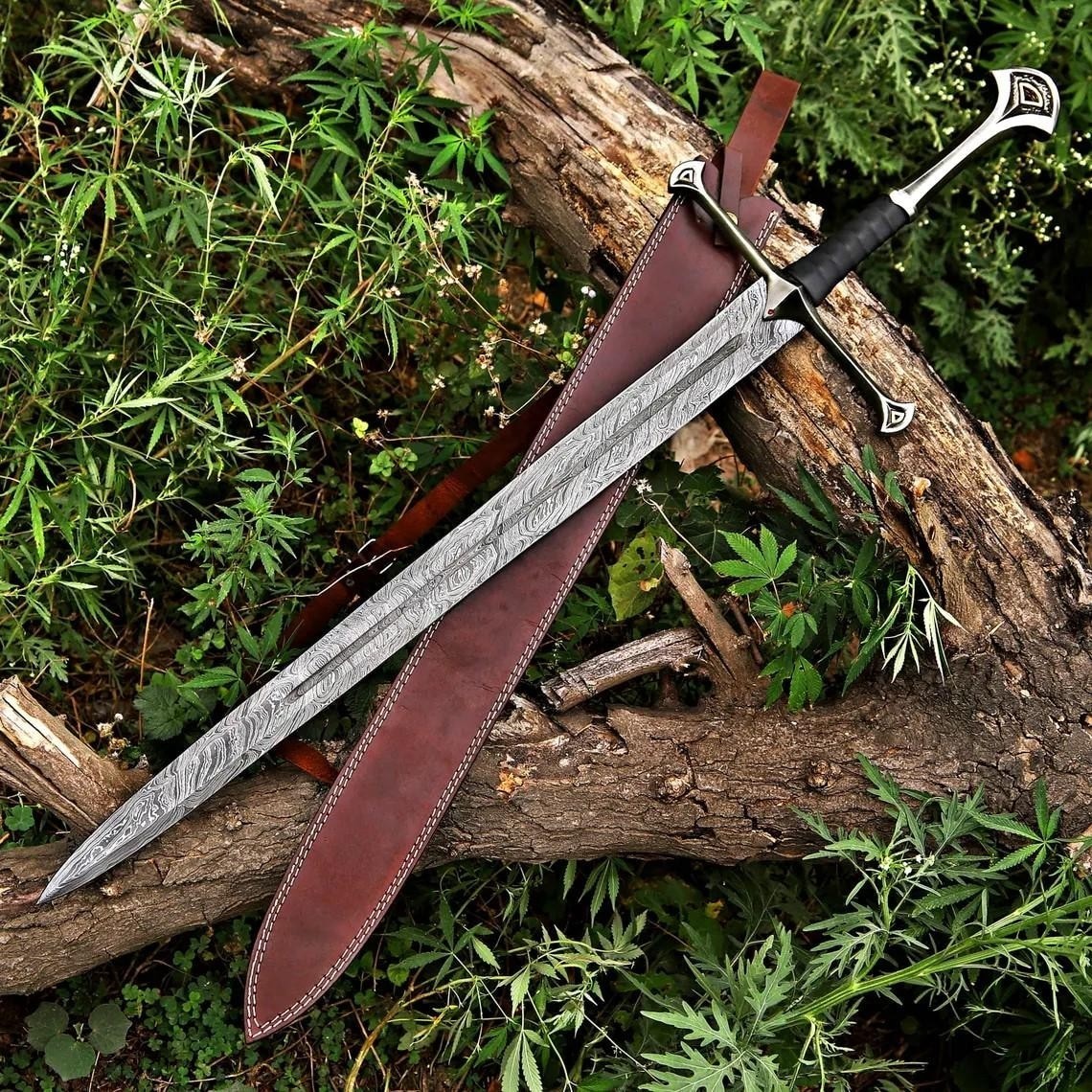 Handmade Damascus Steel Full Tang Viking Sword/Medieval Sword Battle Ready Sharp