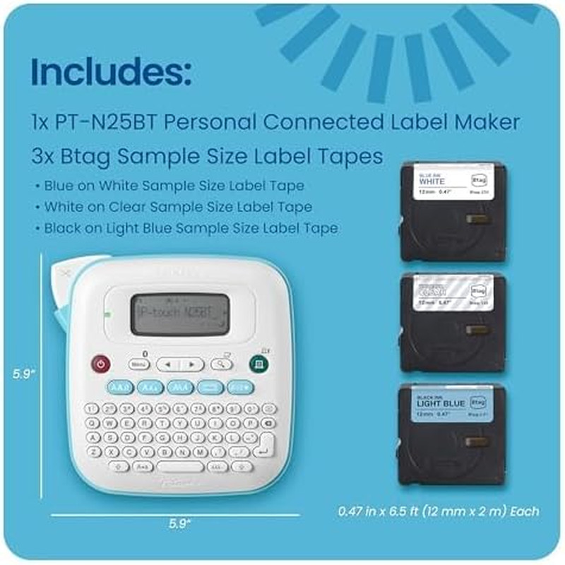 P-Touch -N25BTV3 Personal Connected Label Maker, Bluetooth (Bundle), Design&Prin