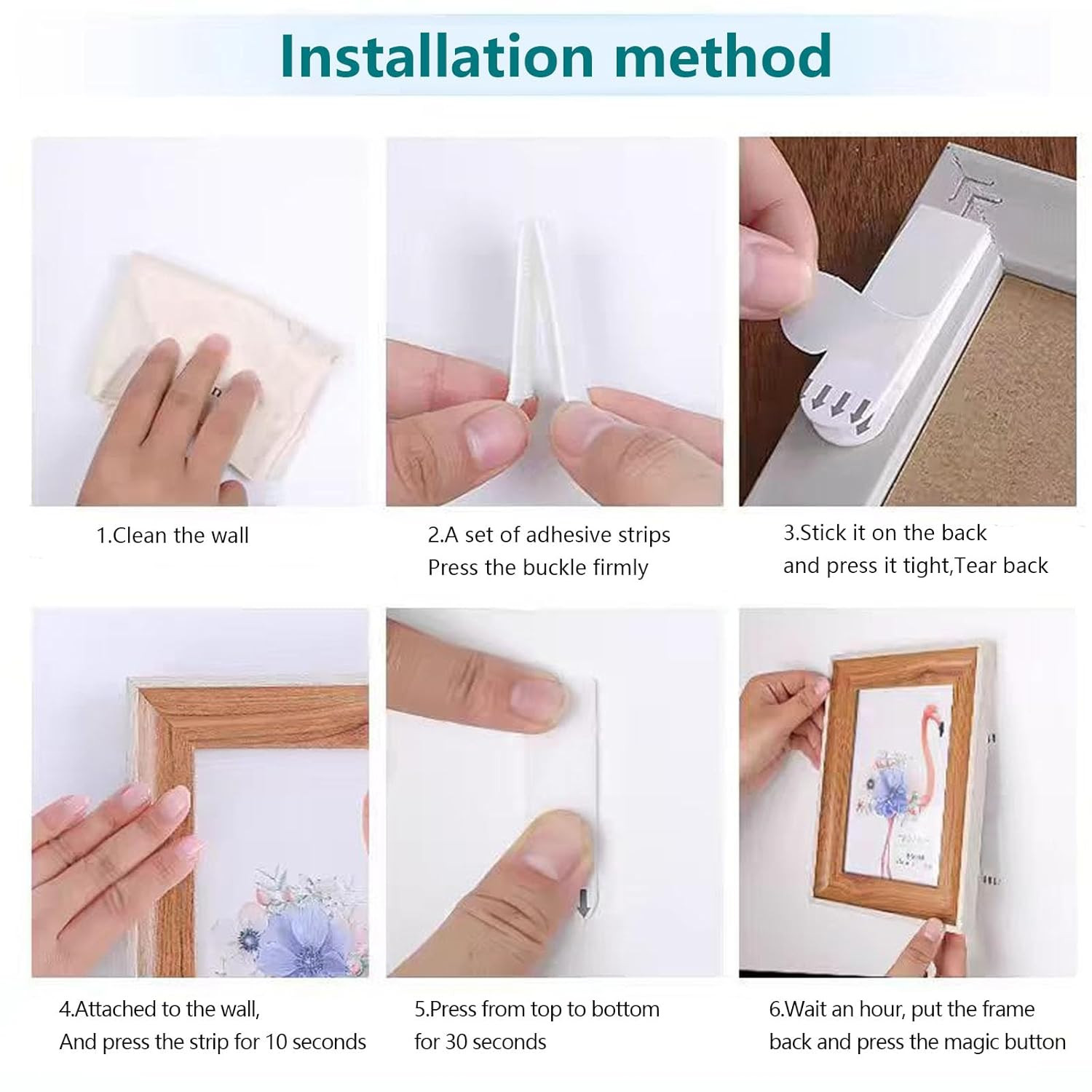 24 Pairs Heavy Duty Picture Hanging Strips – No Damage Wall Mounting Hooks