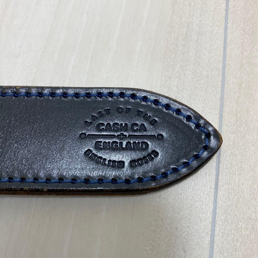 CASH CA Leather Belt Navy Men Authentic EX