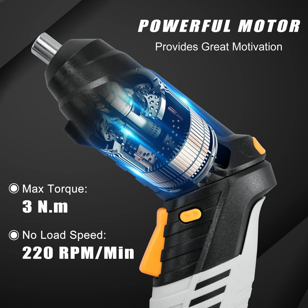 130-Piece Home Tool Kit with 3.6V Cordless Rechargeable Screwdriver,Basic Hou...