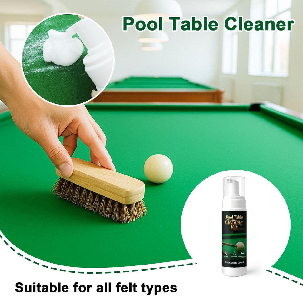 8pcs Pool Table Cleaning Kit - Powerful Cleaner Quickly Breaks Down Chalk & S...