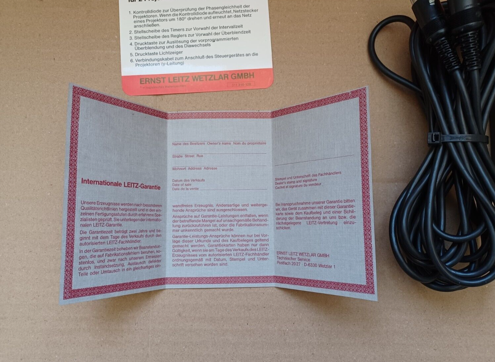 Leitz, Fade Control Unit Remote Control and Directions - for Pradovit Projector