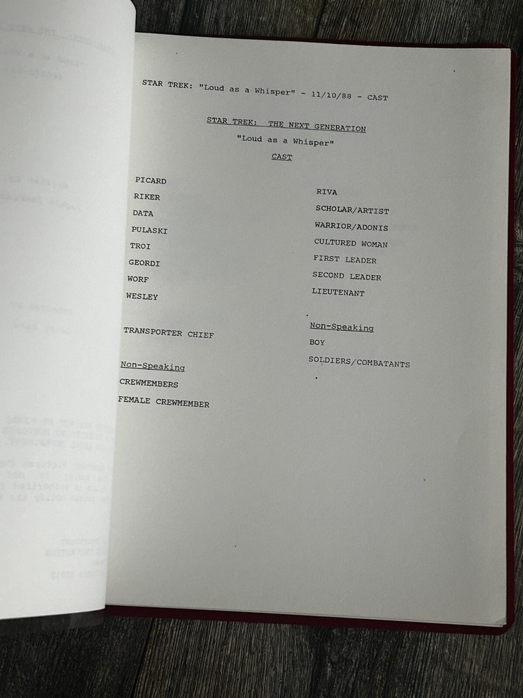 STAR TREK Script The Next Generation Loud As A Whisper Final Draft Nov 10 1988