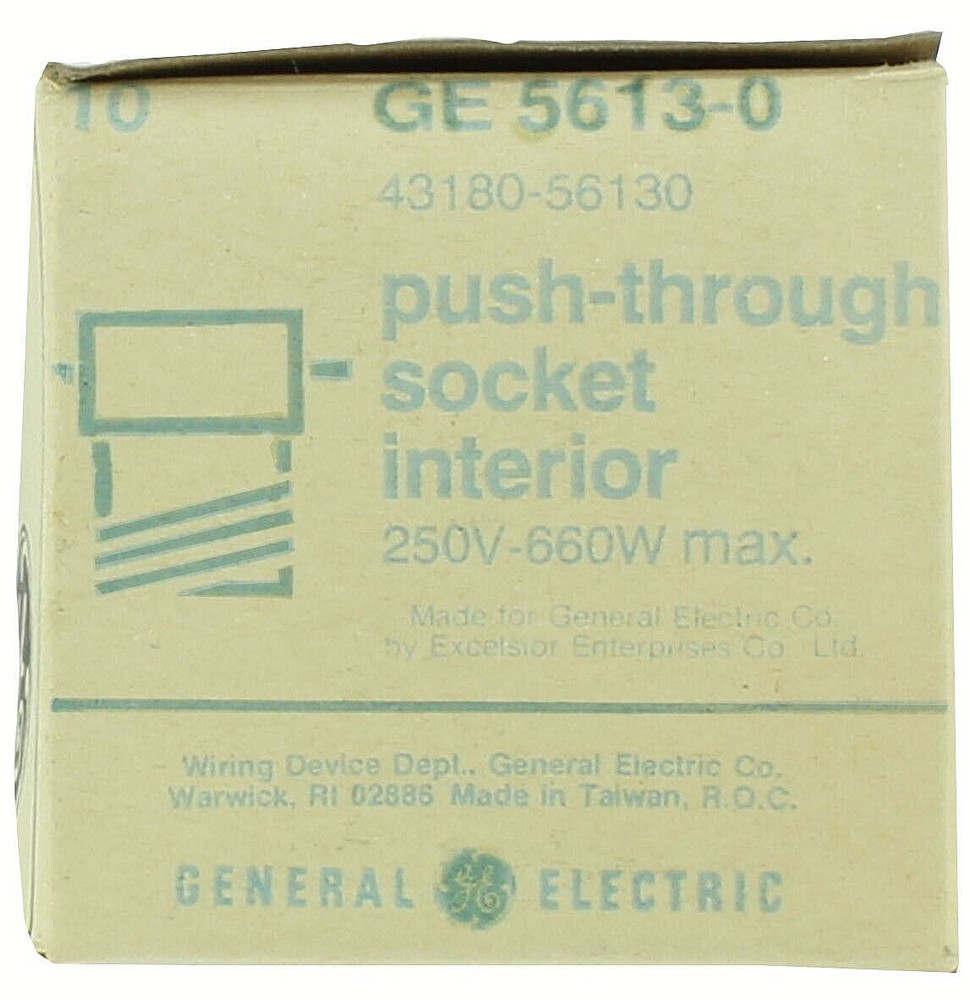 GE 5613-0 Push-Thru Medium Base Interior Lamp Socket Box of 10