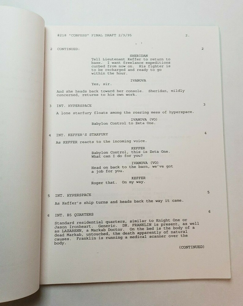 BABYLON 5 / J. Michael Straczynski 1995 TV Script "Confessions and Lamentations"