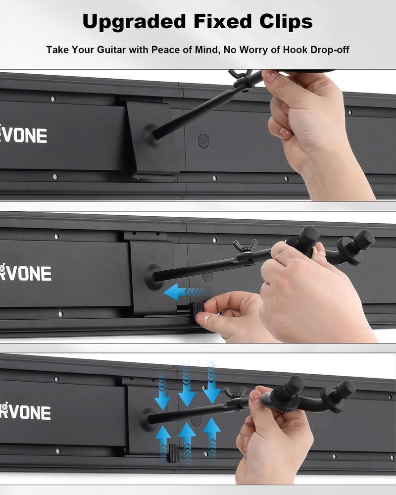 RVONE Guitar Wall Mount Hagers for Multiple Guitars, Adjustable Rubber Cradle...