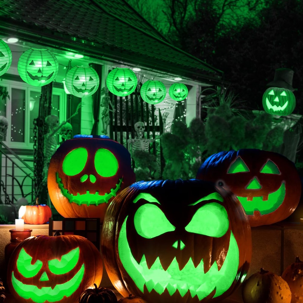 Halloween Jack-O-Lantern Lights Dimmable Timer Color Changing Remote 3 Pack