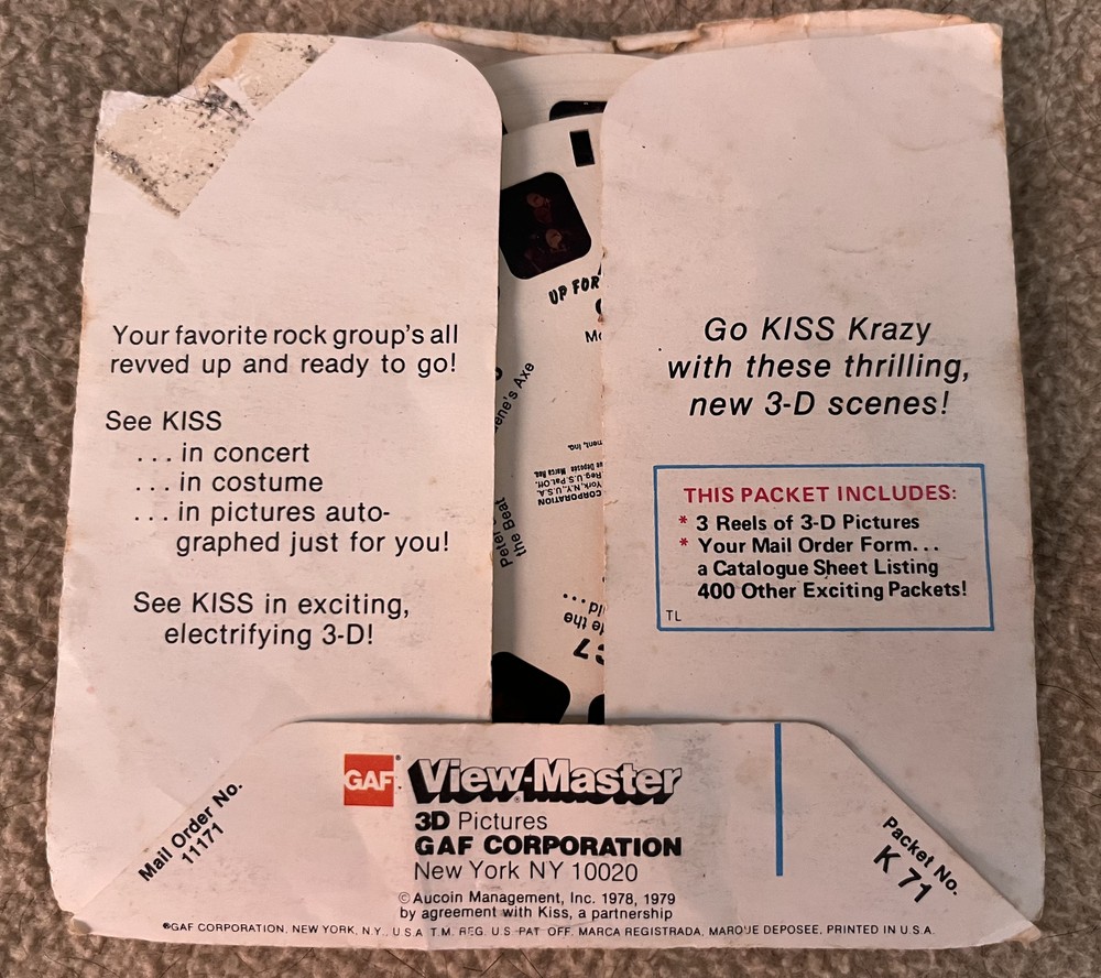 KISS VIEW MASTER REELS 1979 MISSING REEL "A" RARE