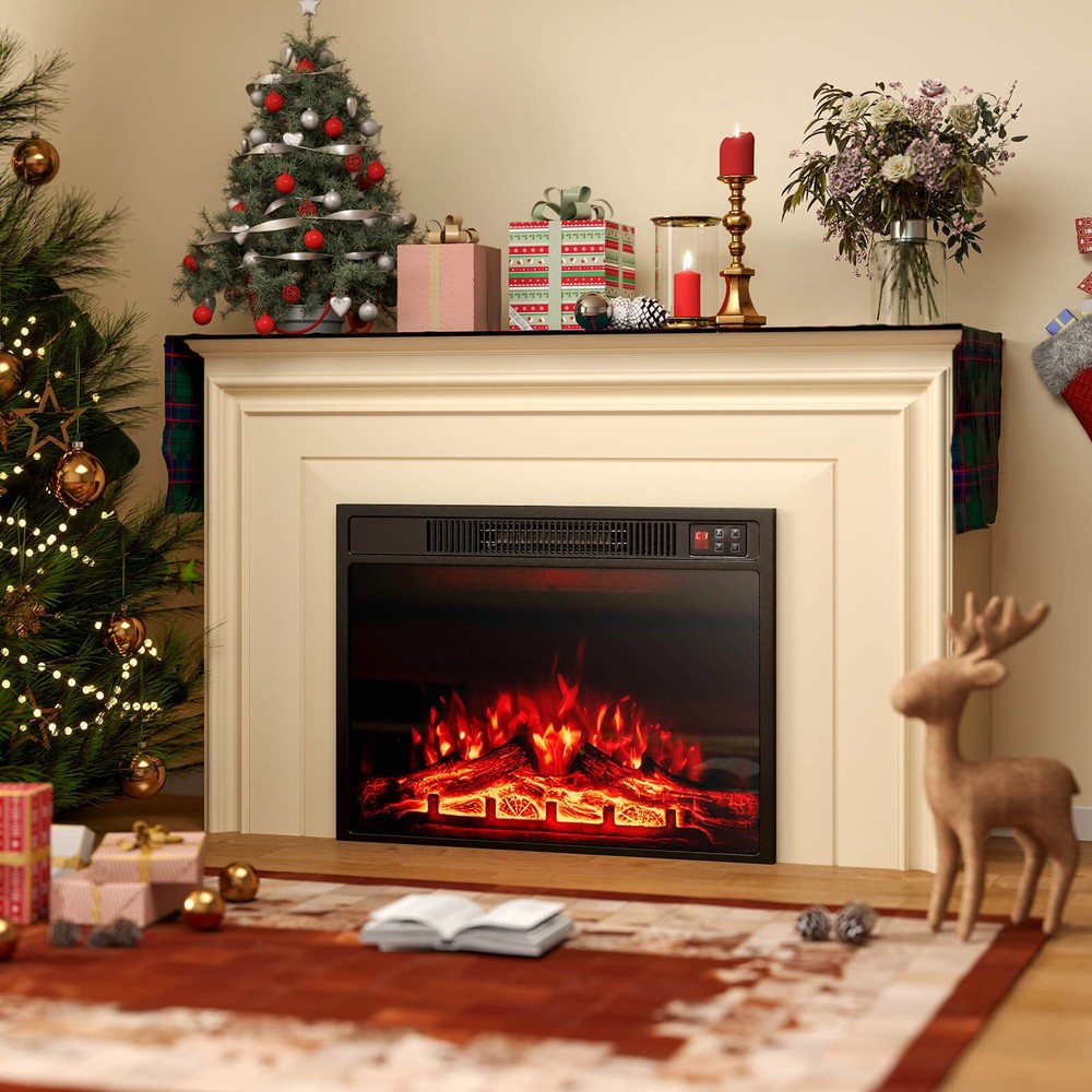 23" Electric Fireplace Insert w/Remote Control Adjustable Flame Color Brightness