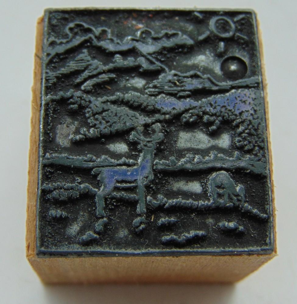 Printing Letterpress Printers Block Deer Hills Animal