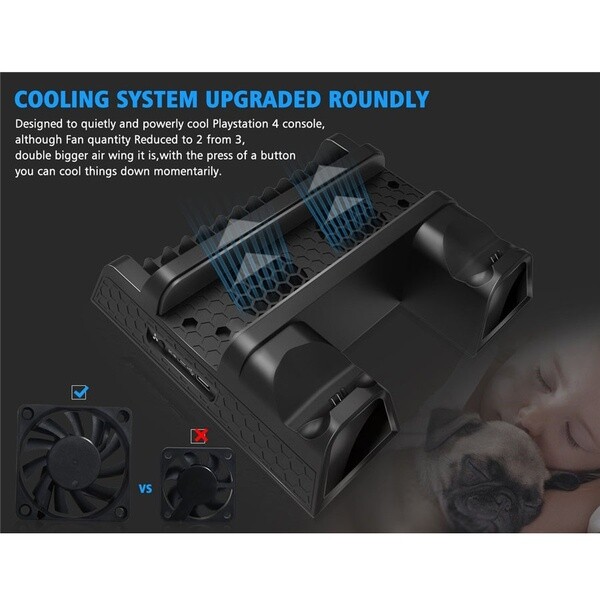 DOBE PS4/Slim, Multi-Functional Cooling Stand, Charging Dock & Game Storage