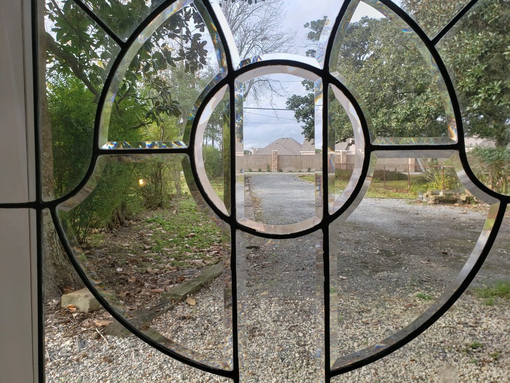 ANTIQUE BEVELED GLASS WINDOW ARCHITECTURAL SALVAGE
