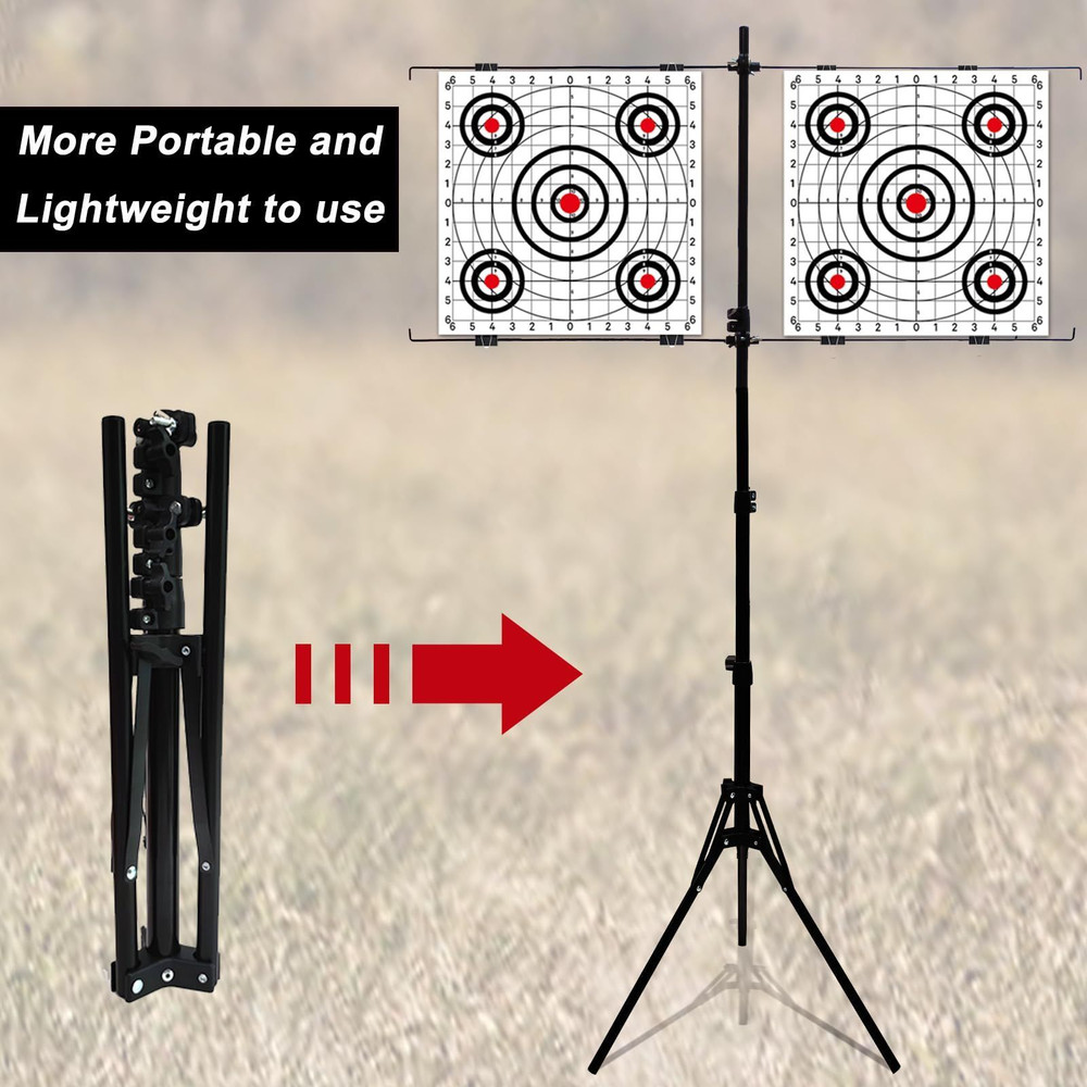 Adjustable Paper Target Holder with 10pcs Compact, Black