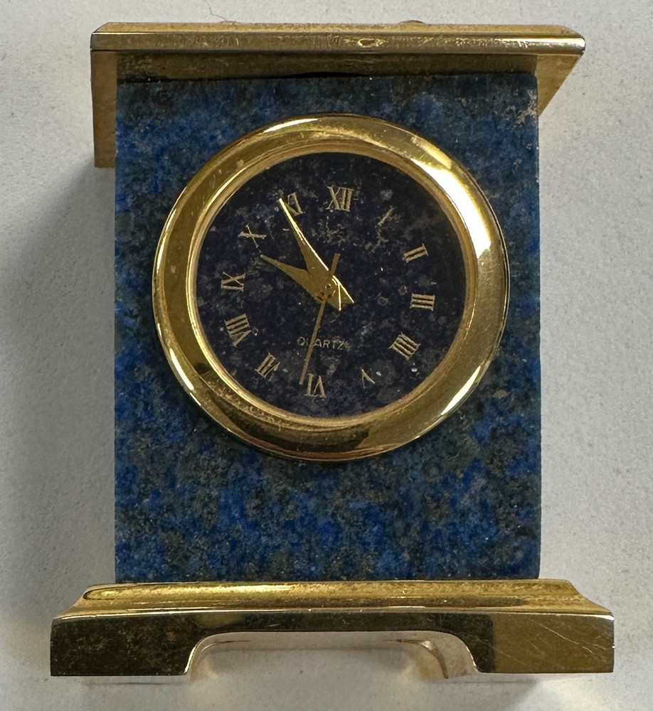 Vintage Miniature Lapis Clock 2"H