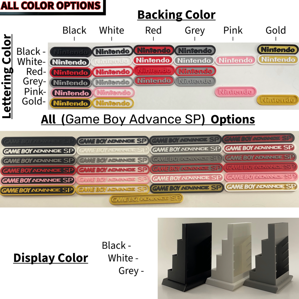 Game Boy Advance SP Display/Stand/Holder - DISPLAY ONLY (Customize Colors)