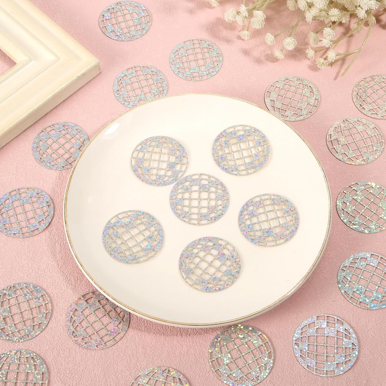 100pcs Glitter Disco Ball Table Confetti, Disco Theme Party Confetti for Bachelo