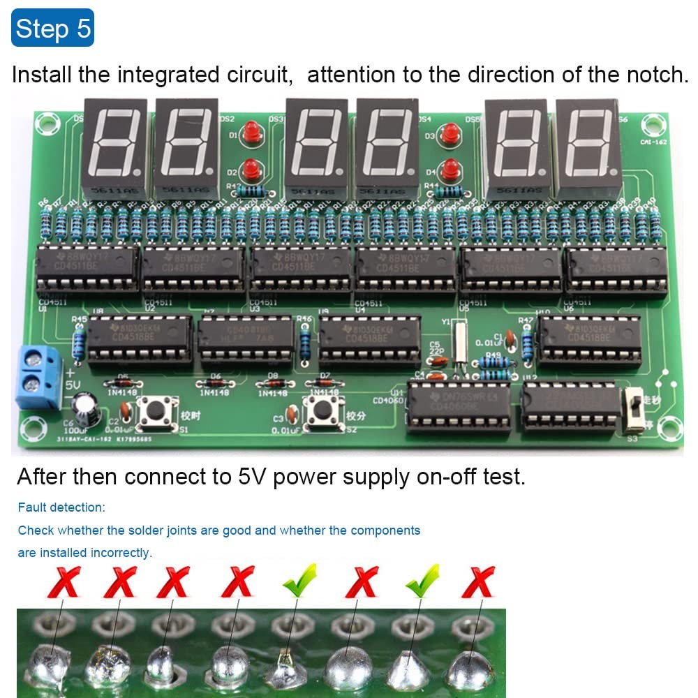 DIY Electronic Clock kit 6 bit Digital Circuit Clock Soldering kit Skill Cont...