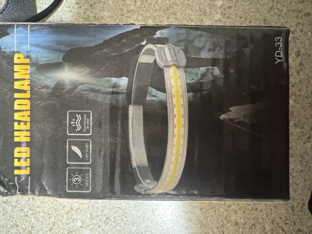 (2) LED Bright White Rechargeable Headlamps & Charger. Adjustable. 3 Modes.