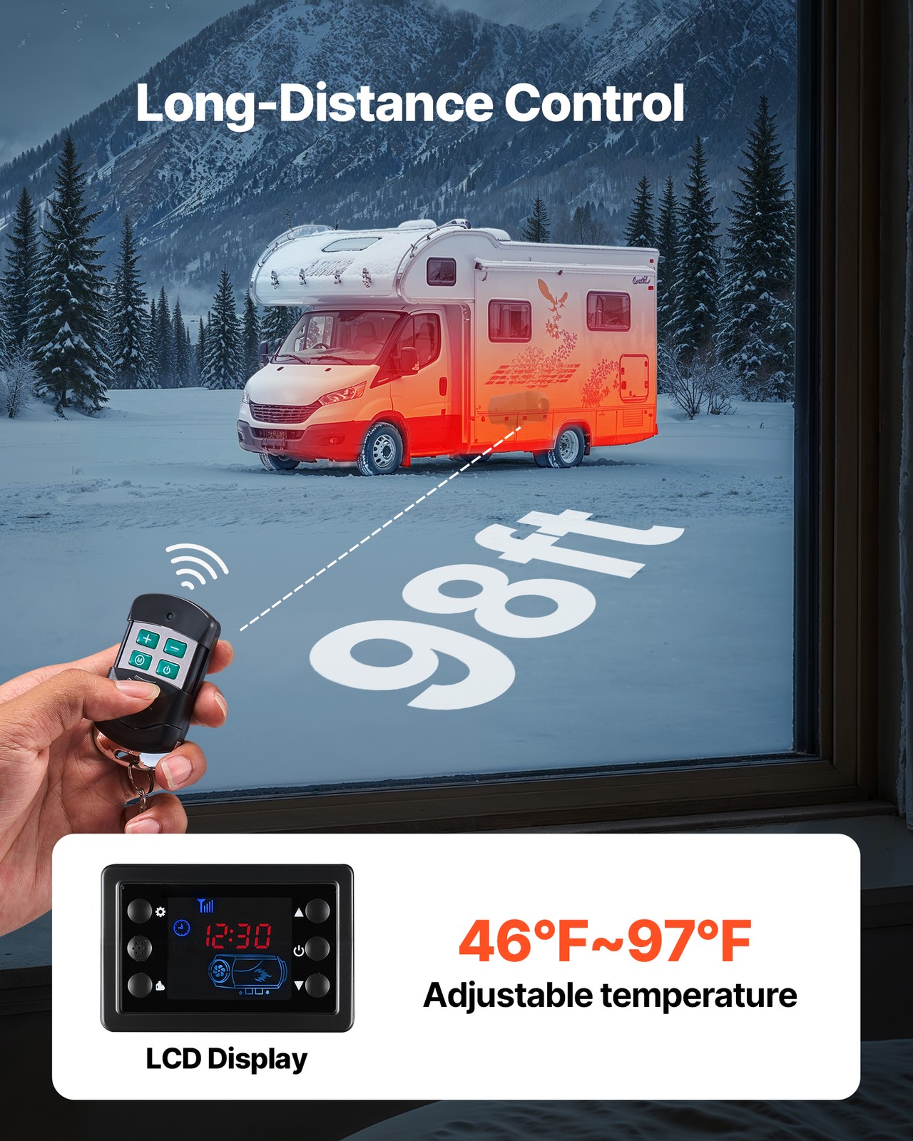 VEVOR Diesel Heater Portable Diesel Air Heater 8KW DC 12V/24V 2.6 Gal Large Tank