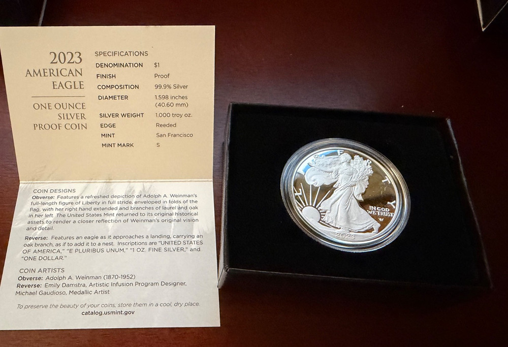 2023-S Proof Silver Eagle with OGP and COA
