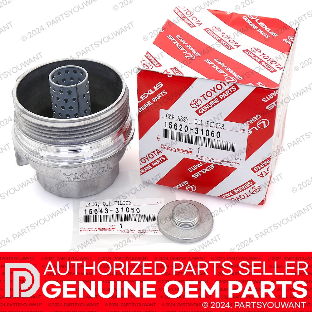 GENUINE Toyota OEM Oil Filter Housing Cap Holder 15620-31060 + Plug 15643-31050
