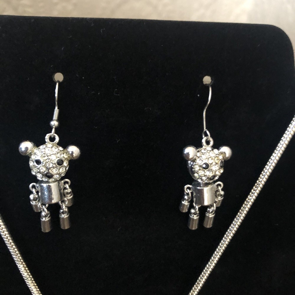 Cute Bear Earrings And Necklace Set