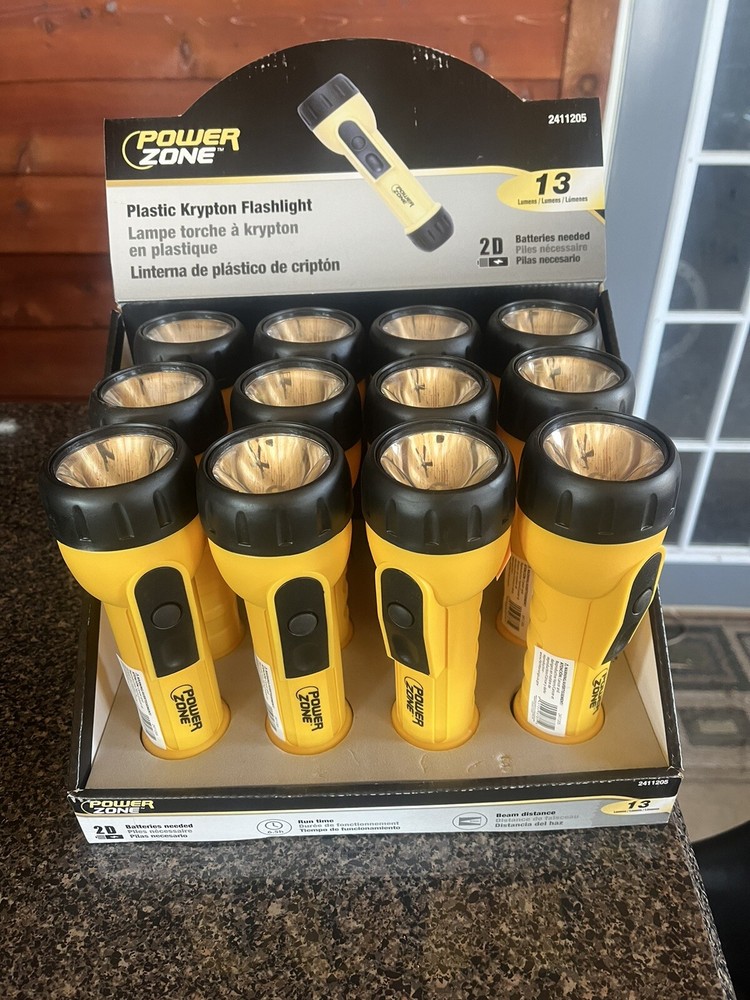 Power Zone Plastic Krypton Flashlights 12 Pack
