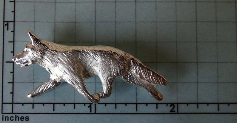 Large Sterling Silver German Shepherd Dog Moving Study Brooch