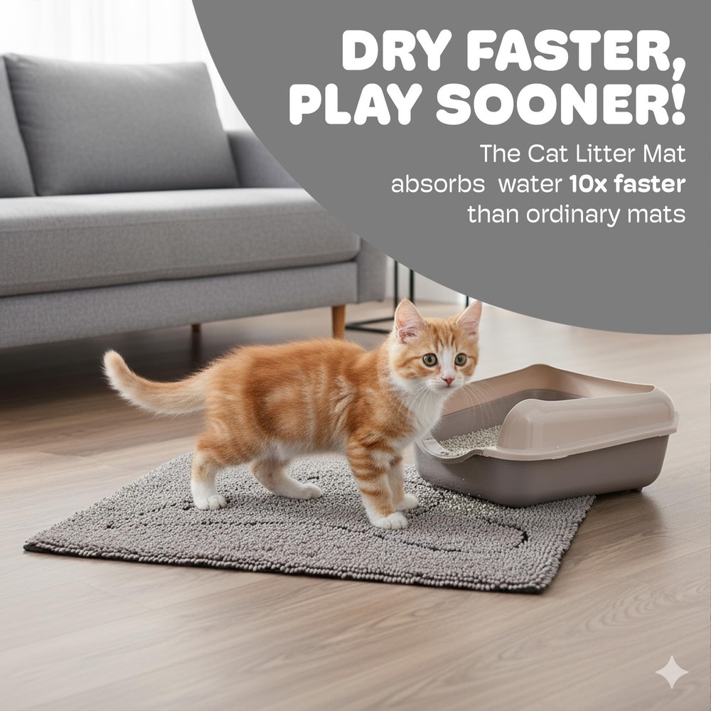 Dog Gone Smart Cat Litter Mat - Super Absorbent Microfiber - Plush Surface
