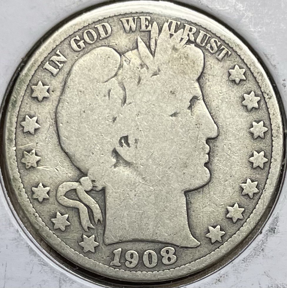 1908 P Barber Silver half Dollar Philadelphia