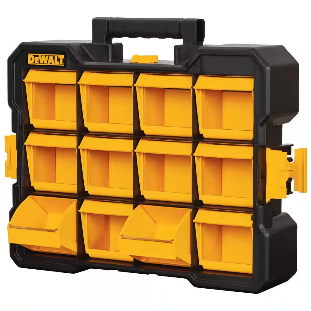 12 Compartment Small Parts Organizer Flip Bin (2 Pack)