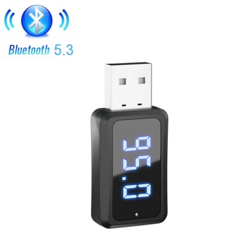 Bluetooth 5.4 Mini USB Receiver with LED Display Handsfree Call Car Kit for FM