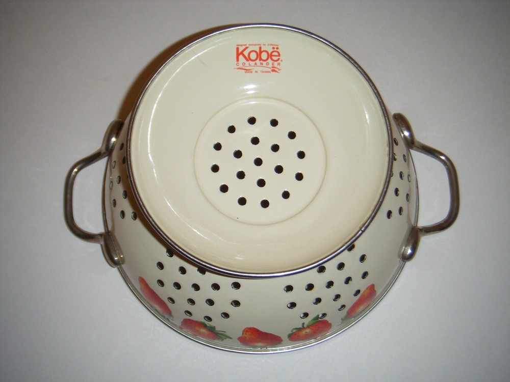 Vintage JC Penney KOBE "Strawberry" Enamel Colander Strainer